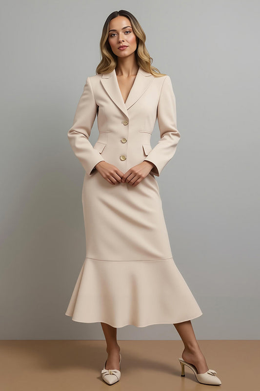 Champagne Single Breasted Mermaid Long Blazer Dress