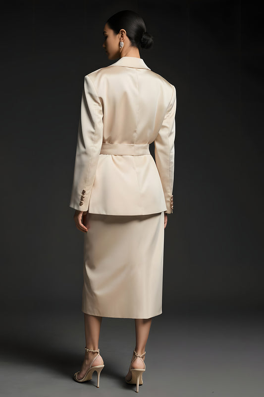 Champagne 2 Piece Notched Lapel Long Sleeves Business Suits