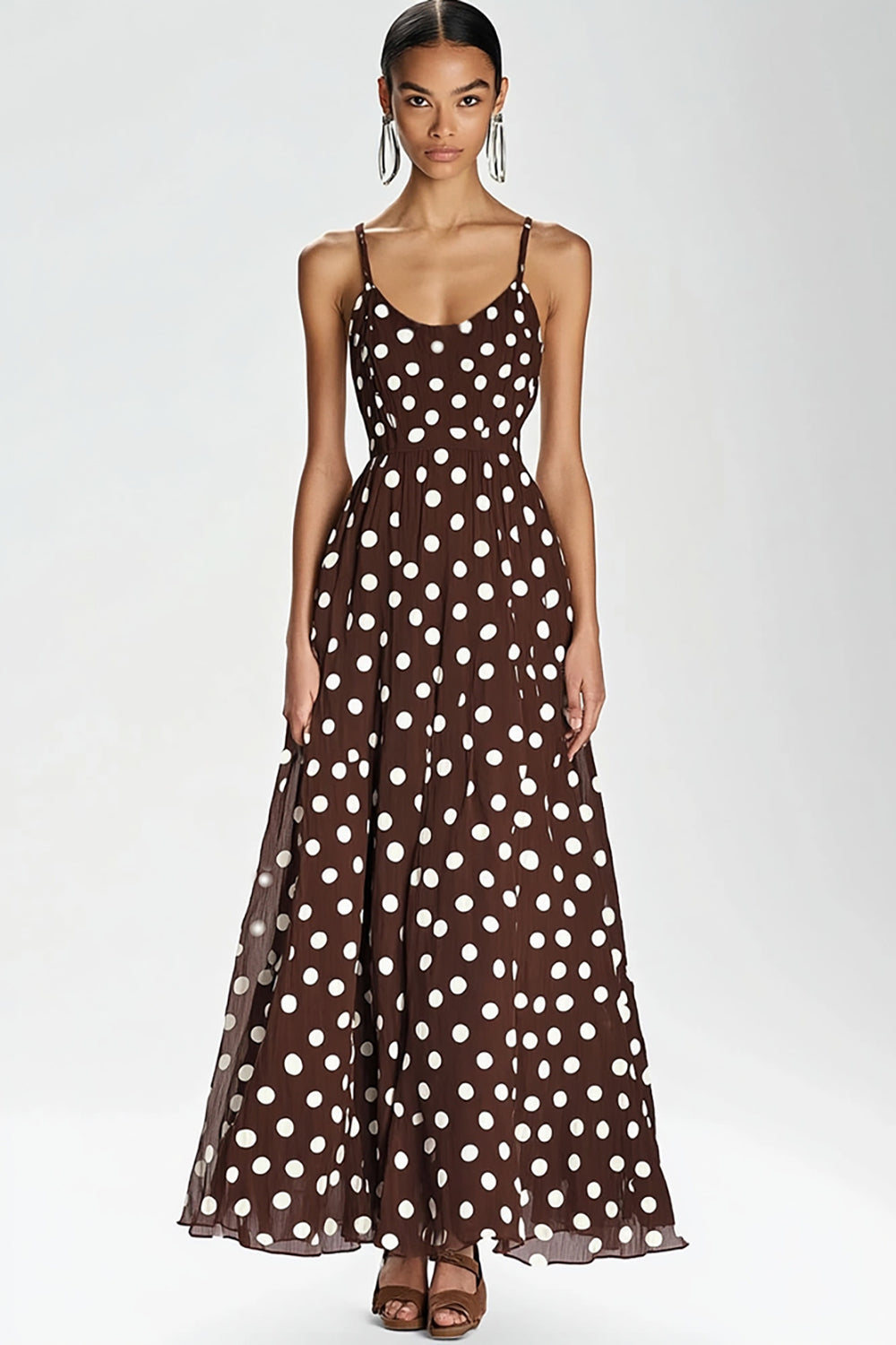 polka dot spaghetti strap dress Bella's Maxi Blue Zone Planet Spaghetti Straps Polka Dots Prom