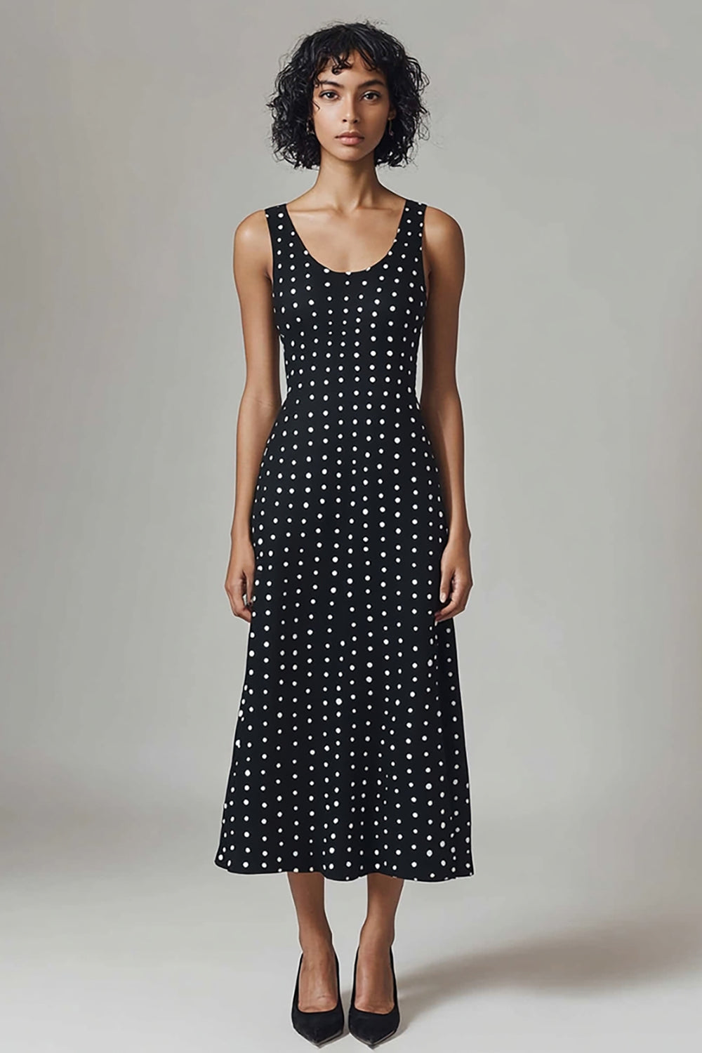 Zapakasa Women Black and White Chiffon Maxi Polka Dot Dress A Line Scoop Neck Boho Summer Dress Zapakasa Women Black and White Chiffon Maxi Polka Dot Dress A Line Scoop Neck Boho Summer Dress