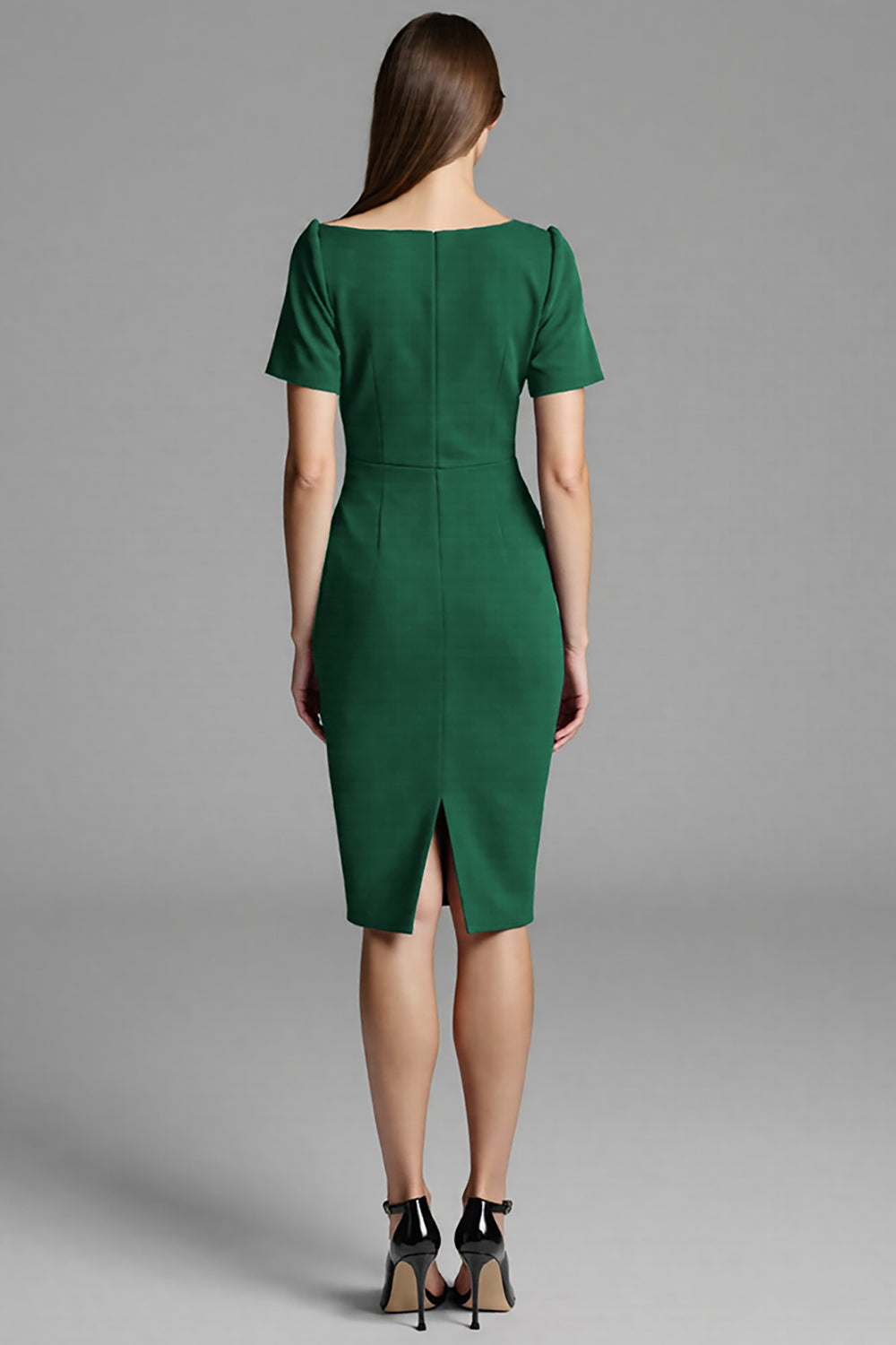 Royal Blue Bodycon Satin Asymmetrical Neck Midi Work Dress with Sleeves Royal Blue Bodycon Satin Asymmetrical Neck Midi Work Dress with Sleeves