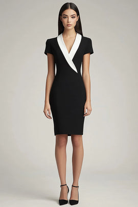 Black and White Shawl Lapel Short Bodycon Work Blazer Dress