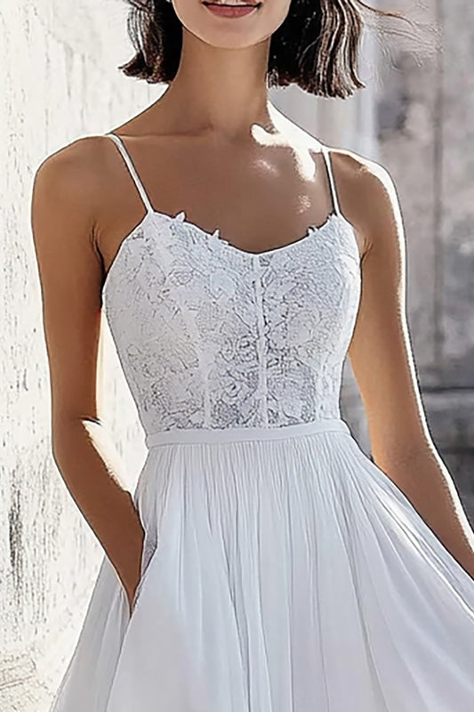 Ivory Corset Tulle Maxi Rehearsal Dinner Dress with Lace