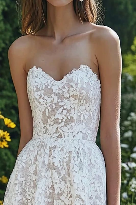Beach Sweetheart Ivory Lace Maxi Engagement Dress