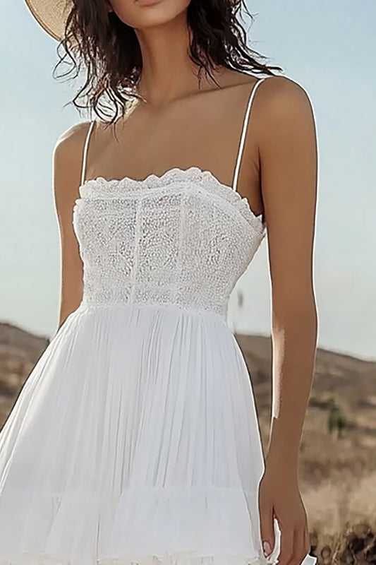 Ivory Corset Tiered Boho Maxi Western Wedding Dress with Lace