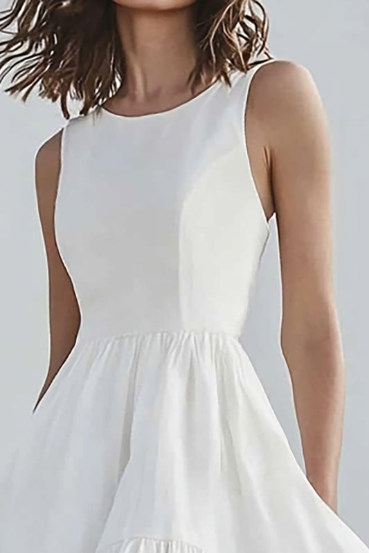 Ivory A Line High-Low Boho Western Wedding Dress