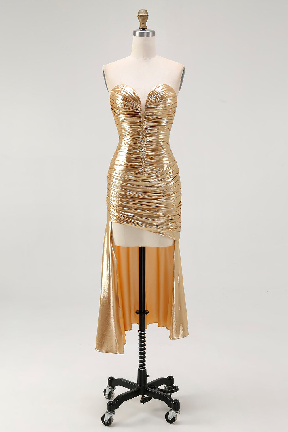 Zapakasa Women Sparkly Gold Metallic Cocktail Dress Ruched Sweetheart High Low Tight Homecoming Dress Zapakasa Women Sparkly Gold Metallic Cocktail Dress Ruched Sweetheart High Low Tight Homecoming Dress