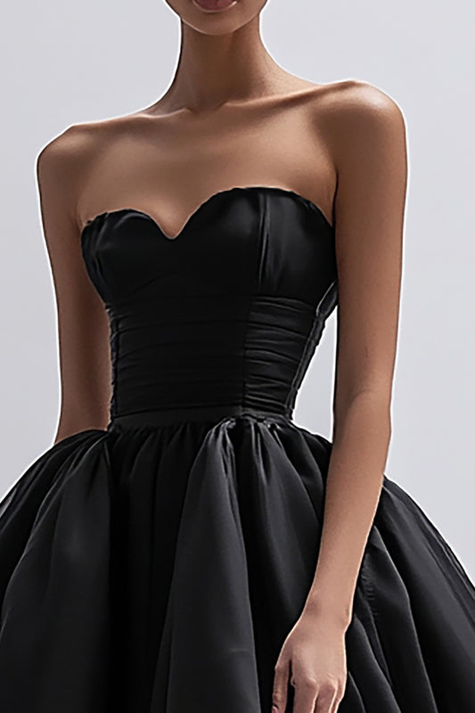 Black Sweetheart Tulle A Line Midi Cocktail Dress