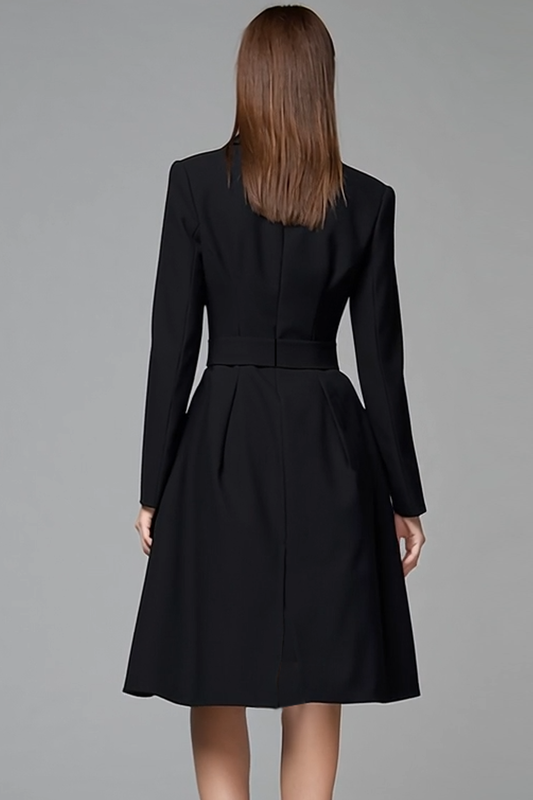 Black Long Sleeves Peak Lapel Short Blazer Dress