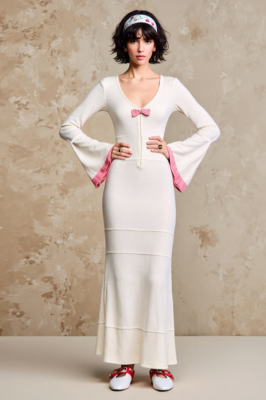 White Sheath Long Sleeves Wedding Guest Dress