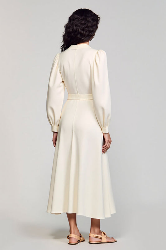 Ivory A Line Long Sleeves Wedding Guest Dress