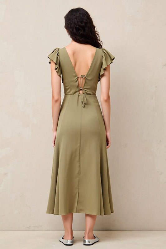 Olive A Line Ruffled Long Wedding Guest Dress