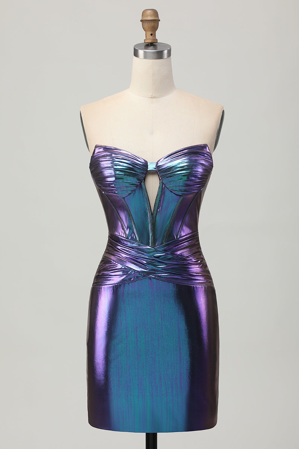Zapaka Women Tight Strapless Homecoming Dress Metallic Keyhole Blue Purple Corset Cocktail Dress with Lace Up Back, Blue Purple / US16 Zapaka Women Tight Strapless Homecoming Dress Metallic Keyhole Blue Purple Corset Cocktail Dress with Lace Up Back, Blue Purple / US16