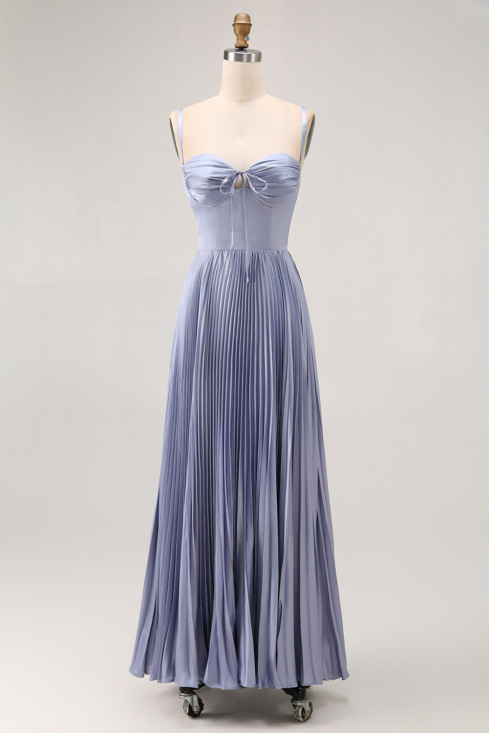 Zapakasa Women Dusty Blue Satin Long Pleated Bridesmaid Dress with Bow Lace Up Back Sheath Spaghetti Straps Wedding Guest Dress Zapakasa Women Dusty Blue Satin Long Pleated Bridesmaid Dress with Bow Lace Up Back Sheath Spaghetti Straps Wedding Guest Dress