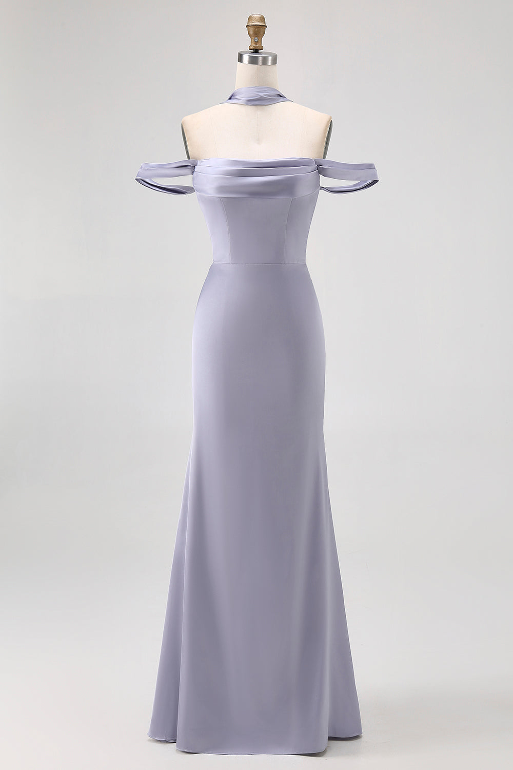 Zapakasa Women Dusty Blue Satin Long Bridesmaid Dress with Bow Off the Shoulder Mermaid Lace Up Back Wedding Guest Dress Zapakasa Women Dusty Blue Satin Long Bridesmaid Dress with Bow Off the Shoulder Mermaid Lace Up Back Wedding Guest Dress