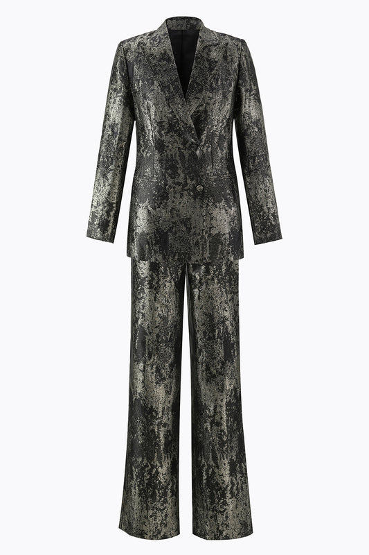 Black and Gold 2 Piece Peak Lapel Women Prom Suits