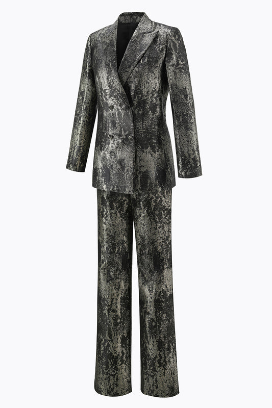 Black and Gold 2 Piece Peak Lapel Women Prom Suits