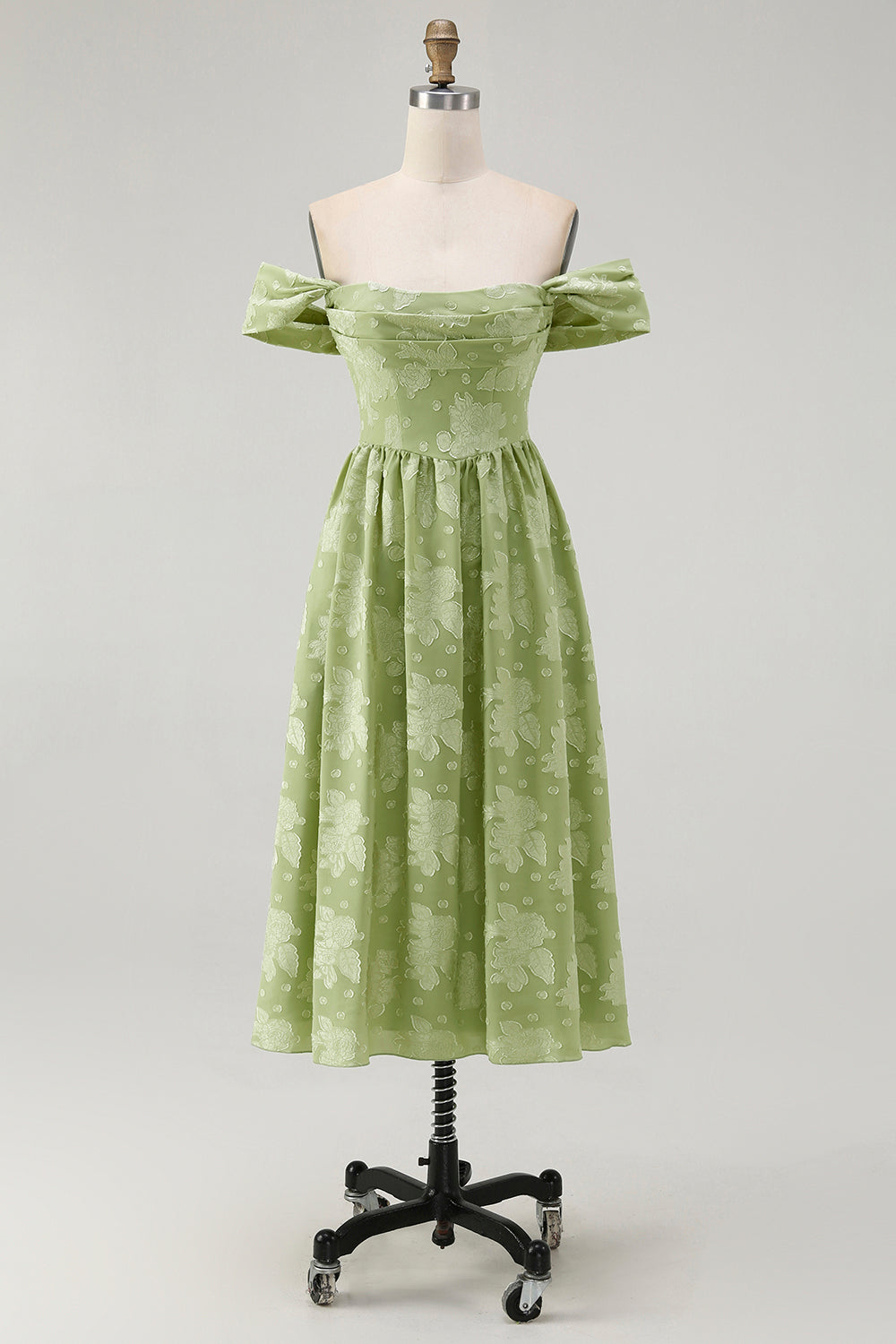 Zapakasa Women Sage Green Floral Midi Bridesmaid Dress Off the Shoulder A Line Lace Up Back Wedding Guest Dress Zapakasa Women Sage Green Floral Midi Bridesmaid Dress Off the Shoulder A Line Lace Up Back Wedding Guest Dress
