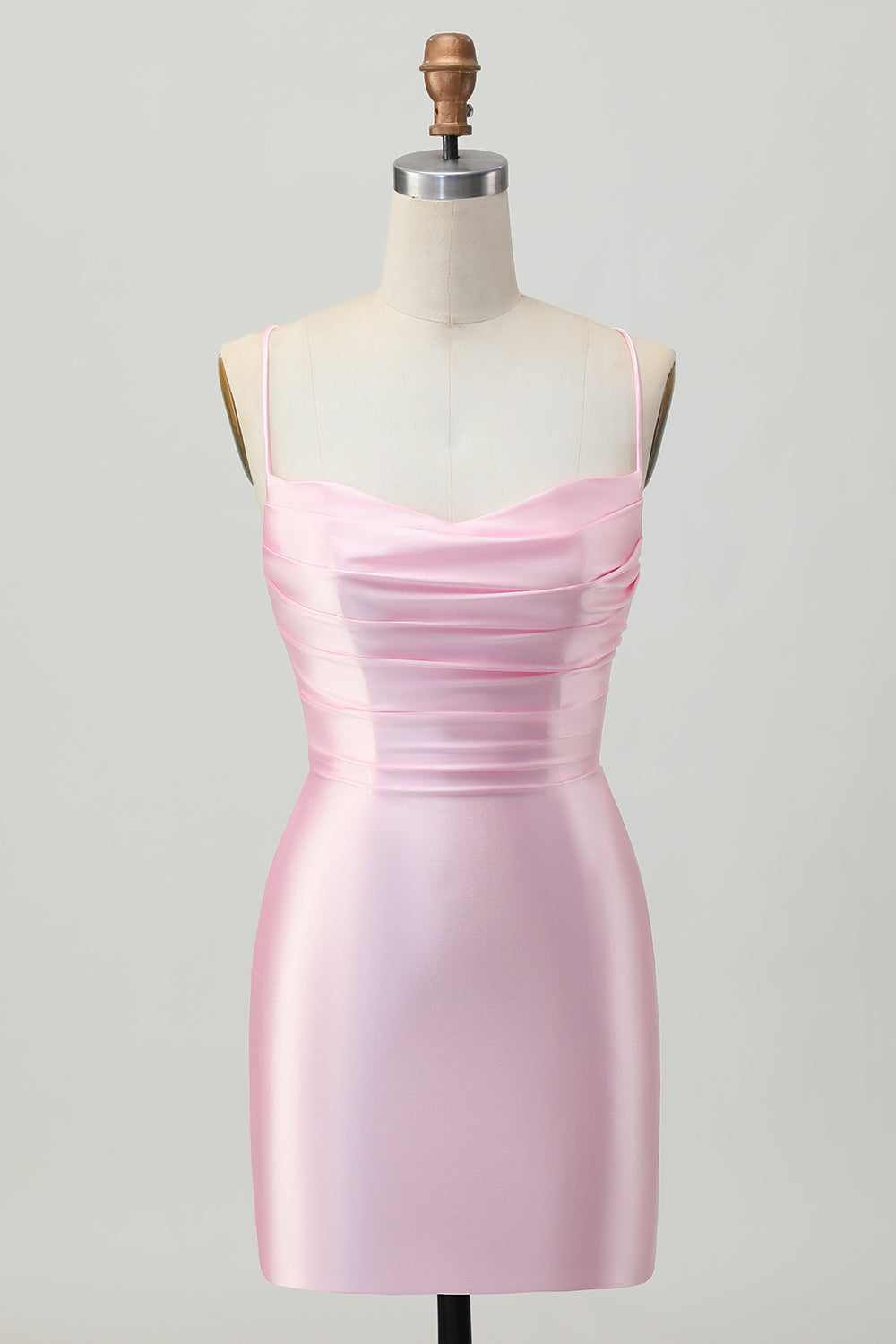 Zapakasa Women Simple Blush Pink Satin Short Tight Homecoming Dress Spaghetti Straps Lace-Up Back Cocktail Dress Zapakasa Women Simple Blush Pink Satin Short Tight Homecoming Dress Spaghetti Straps Lace-Up Back Cocktail Dress