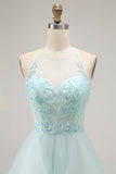 Sparkly Light Green A Line Ruffled Long Prom Dress with Beading Sparkly Light Green A Line Ruffled Long Prom Dress with Beading