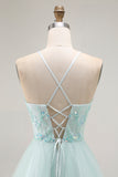 Sparkly Light Green A Line Ruffled Long Prom Dress with Beading Sparkly Light Green A Line Ruffled Long Prom Dress with Beading