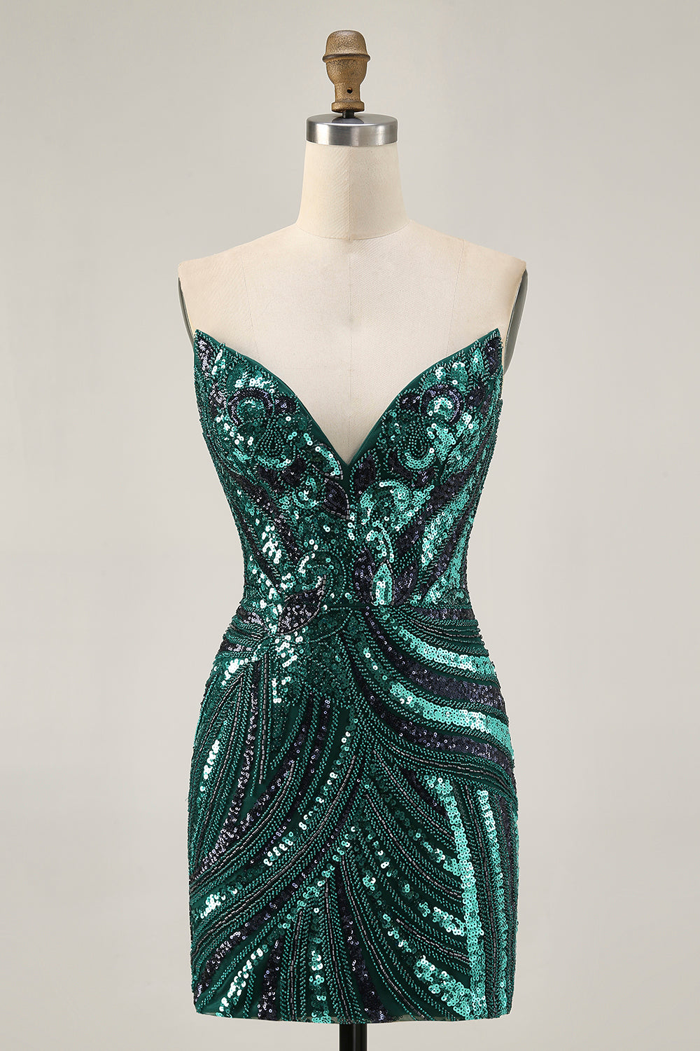 Zapakasa Women Sparkly Dark Green Sequins Homecoming Dress with Beading Tight Strapless Short Cocktail Dress Zapakasa Women Sparkly Dark Green Sequins Homecoming Dress with Beading Tight Strapless Short Cocktail Dress