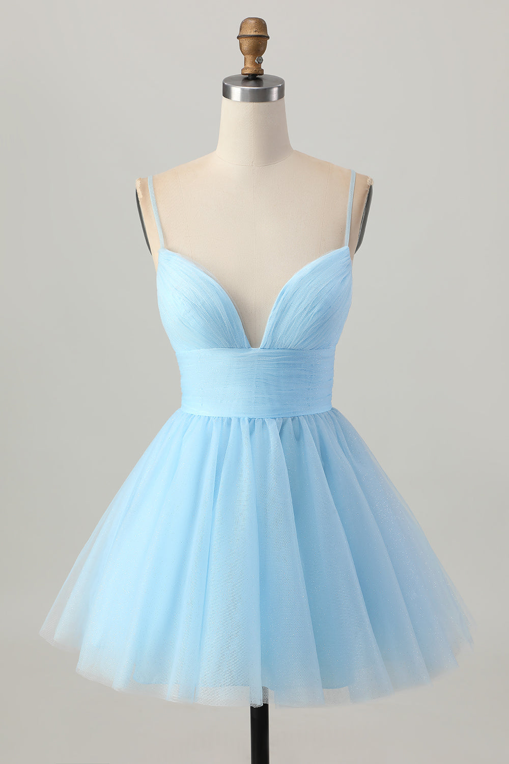 Zapakasa Women Sky Blue Tulle Short Homecoming Dress A Line Spaghetti Straps Cocktail Dress Zapakasa Women Sky Blue Tulle Short Homecoming Dress A Line Spaghetti Straps Cocktail Dress