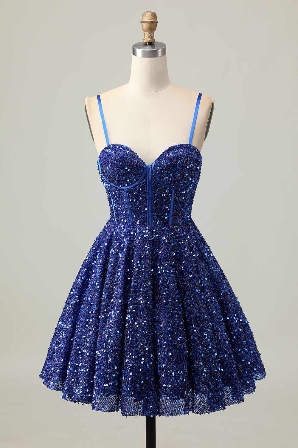 Zapakasa Women Sparkly Dark Blue Sequin Corset Short Homecoming Dress Spaghetti Straps A Line Lace Up Back Cocktail Dress Zapakasa Women Sparkly Dark Blue Sequin Corset Short Homecoming Dress Spaghetti Straps A Line Lace Up Back Cocktail Dress