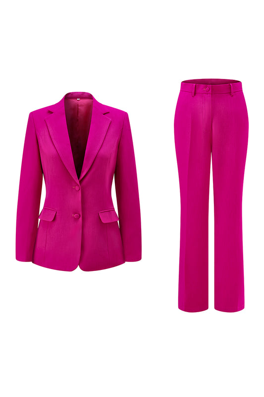 Dark Fuchsia Notched Lapel 2 Piece Women Prom Suits