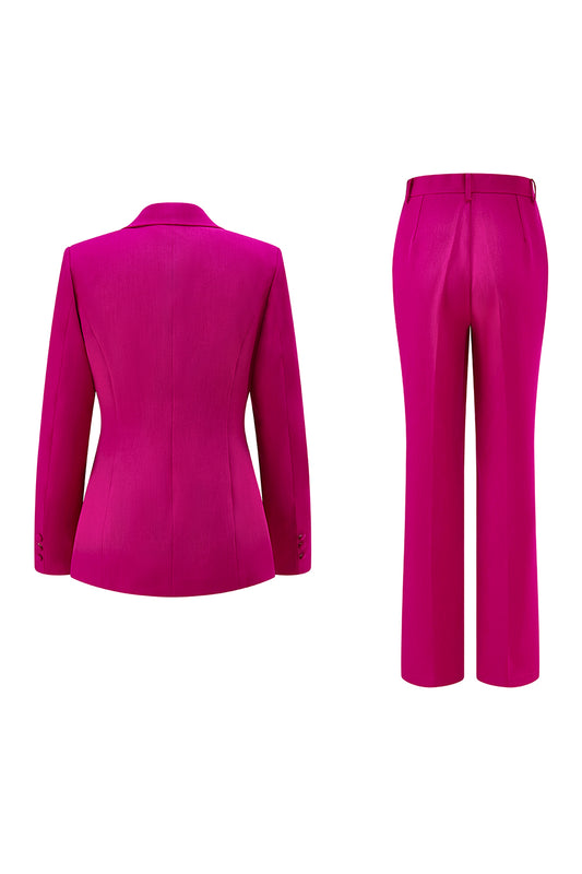 Dark Fuchsia Notched Lapel 2 Piece Women Prom Suits