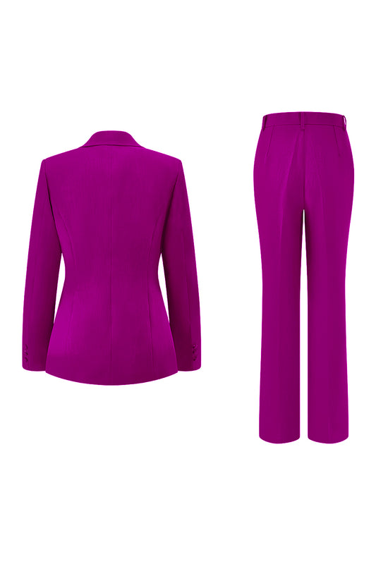 Dark Fuchsia Notched Lapel 2 Piece Women Prom Suits