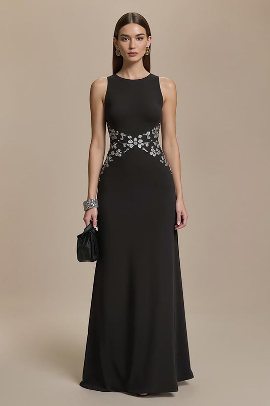 Black Mermaid Long Formal Dress with Appliques