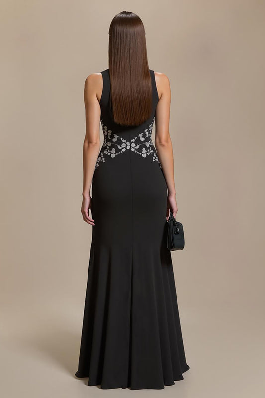 Black Mermaid Long Formal Dress with Appliques