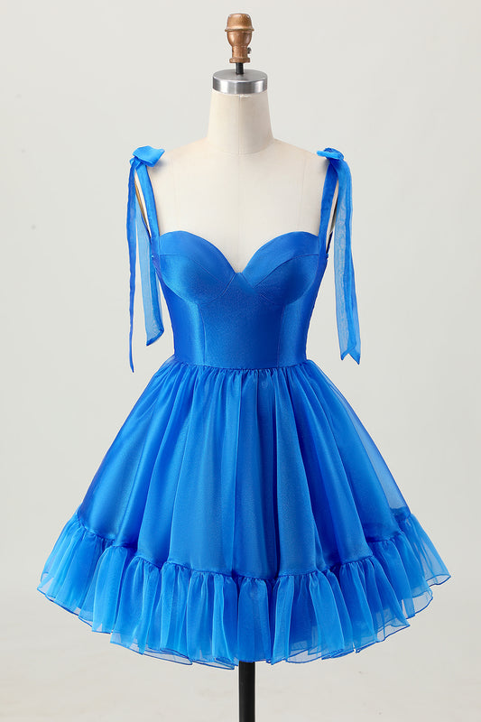 Simple Royal Blue A Line Short Homecoming Dress
