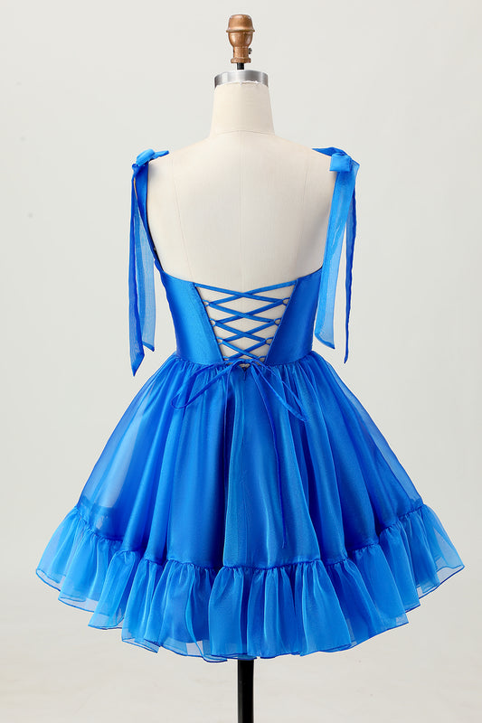 Simple Royal Blue A Line Short Homecoming Dress