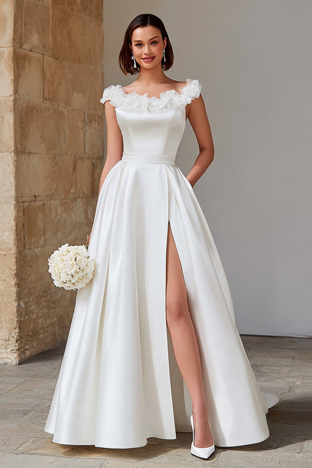 ivory princess wedding dress Elegant Ivory A-Line Dress for Wedding - Princess Wedding Dress