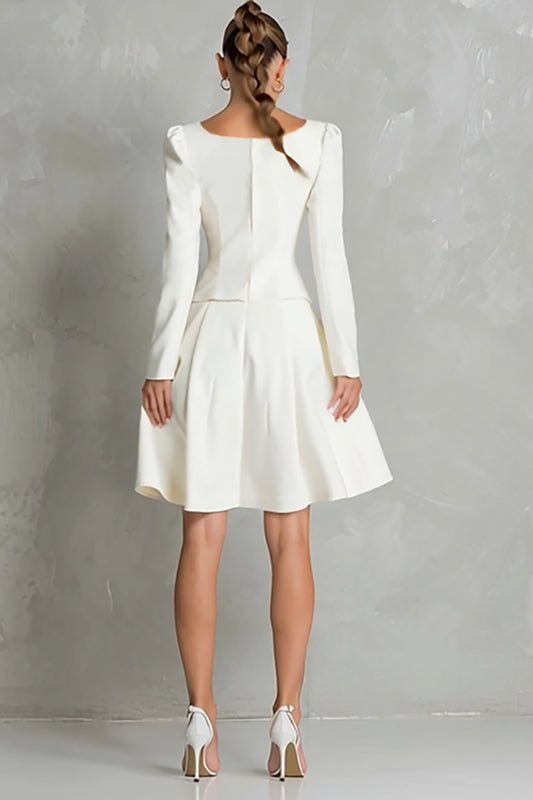 Ivory 2 Piece Square Neck A Line Short Business Suits
