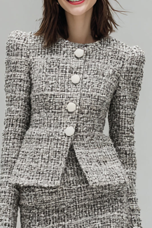 Grey 2 Piece Tweed Single Breasted Homecoming Outfits