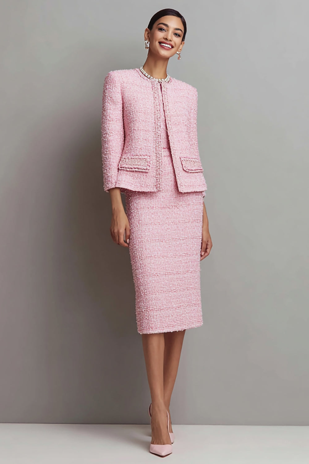 pink tweed midi dress New in Midi Pink Tweed Dress Available in all sizes from 6 - 24 Price - 50,000 Length - 45 Color