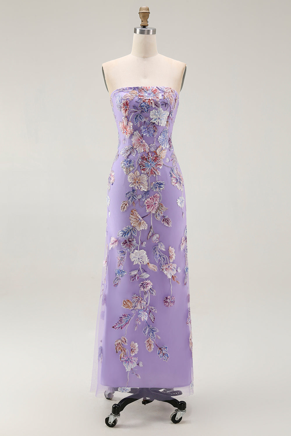 Zapakasa Women Sparkly Purple Floral Long Prom Dress with Beading Strapless Sheath Gala Dress Zapakasa Women Sparkly Purple Floral Long Prom Dress with Beading Strapless Sheath Gala Dress