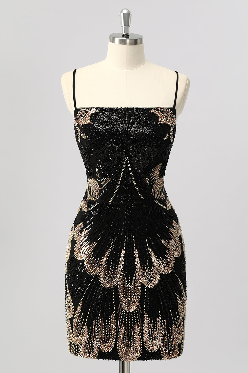 Zapakasa Women Sparkly Black Beaded Tight Short Homecoming Dress Backless Spaghetti Straps Lace Up Back Cocktail Dress with Sequins Zapakasa Women Sparkly Black Beaded Tight Short Homecoming Dress Backless Spaghetti Straps Lace Up Back Cocktail Dress with Sequins