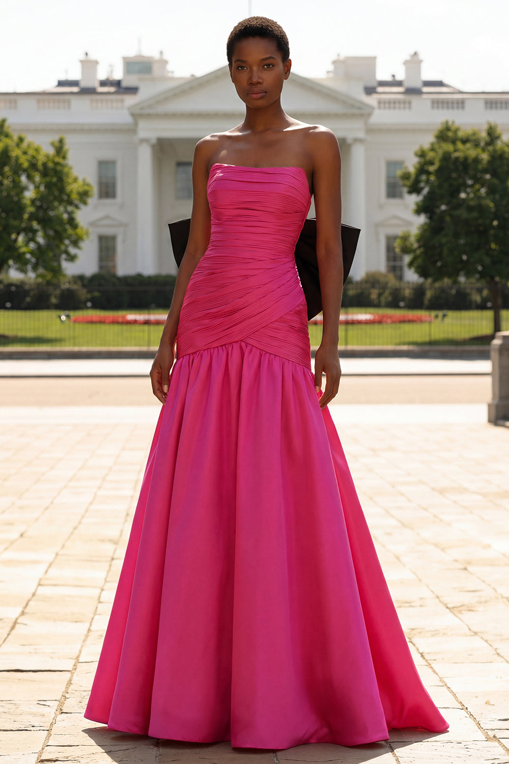 fuchsia mermaid bridesmaid dresses Fuchsia Off The Shoulder Satin Pleated Mermaid Formal Prom Dresses With Beading Fuchsia / 18