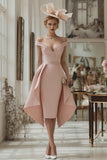Blush Pink Off the Shoulder Bodycon Midi Mother of the Bride Dress with Cape Blush Pink Off the Shoulder Bodycon Midi Mother of the Bride Dress with Cape