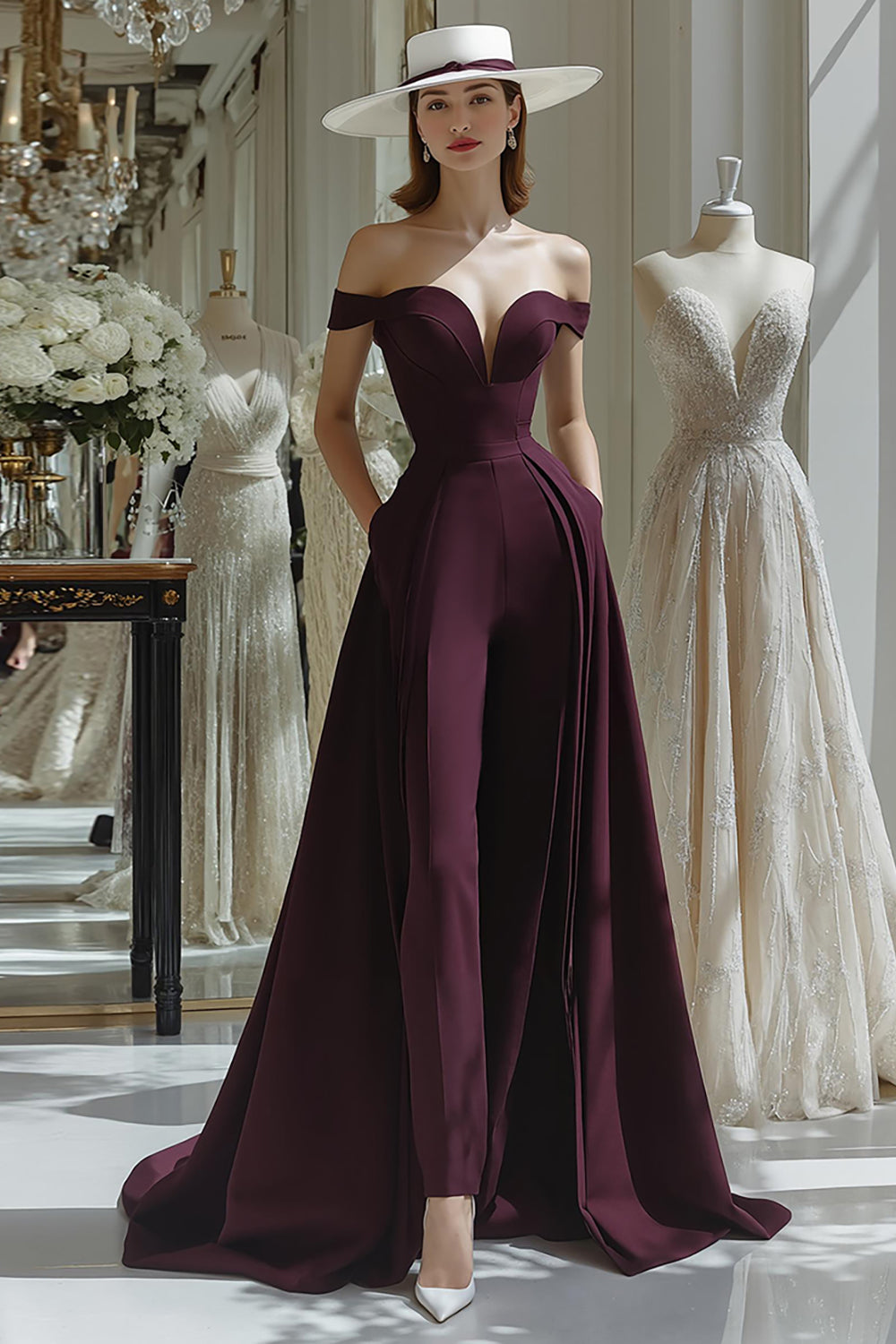 cabernet satin bridesmaid dresses Spaghetti Straps V-neck Soft Satin Bridesmaid Dress