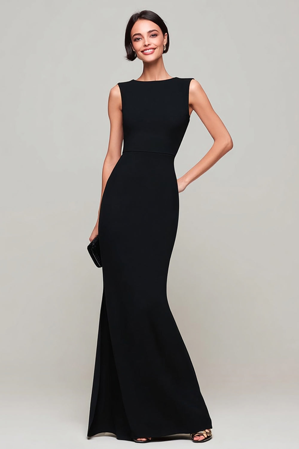 Zapaka Women Satin Mermaid Long Formal Dress Bateau Neck Keyhole Back Black Tie Dress, Black / AU6 Zapaka Women Satin Mermaid Long Formal Dress Bateau Neck Keyhole Back Black Tie Dress, Black / AU6