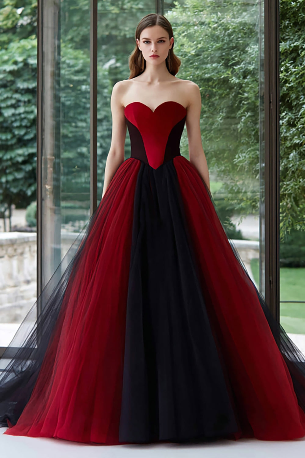 Zapakasa Women Black and Red Tulle Long Formal Dress Ball Gown Sweetheart Military Ball Dress Zapakasa Women Black and Red Tulle Long Formal Dress Ball Gown Sweetheart Military Ball Dress