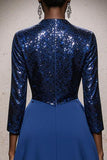 Sparkly Royal Blue High Neck Sequin Mermaid Long Pageant Dress with Cape Sparkly Royal Blue High Neck Sequin Mermaid Long Pageant Dress with Cape