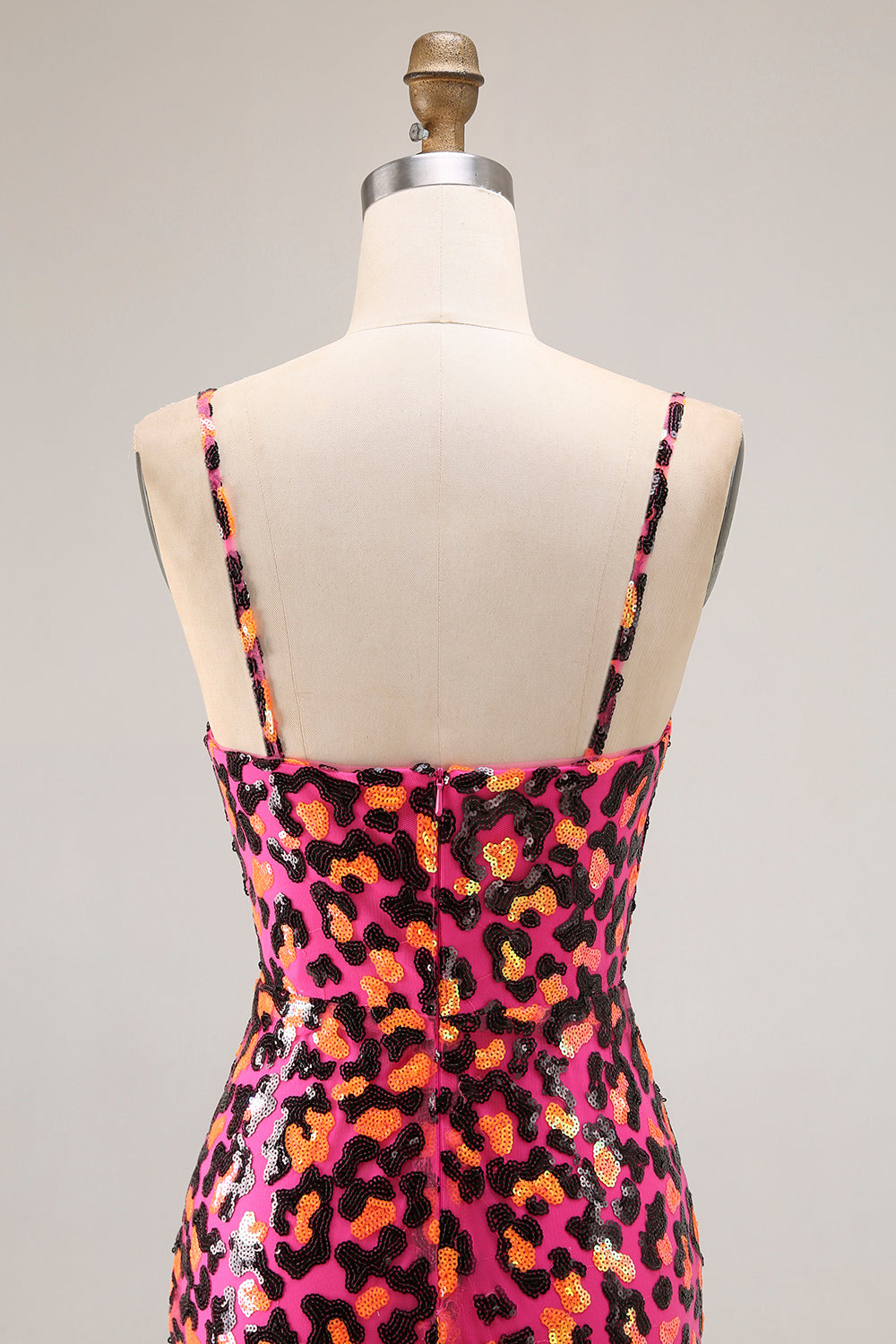Sparkly Fuchsia Leopard Mermaid Long Prom Dress with Slit Sparkly Fuchsia Leopard Mermaid Long Prom Dress with Slit