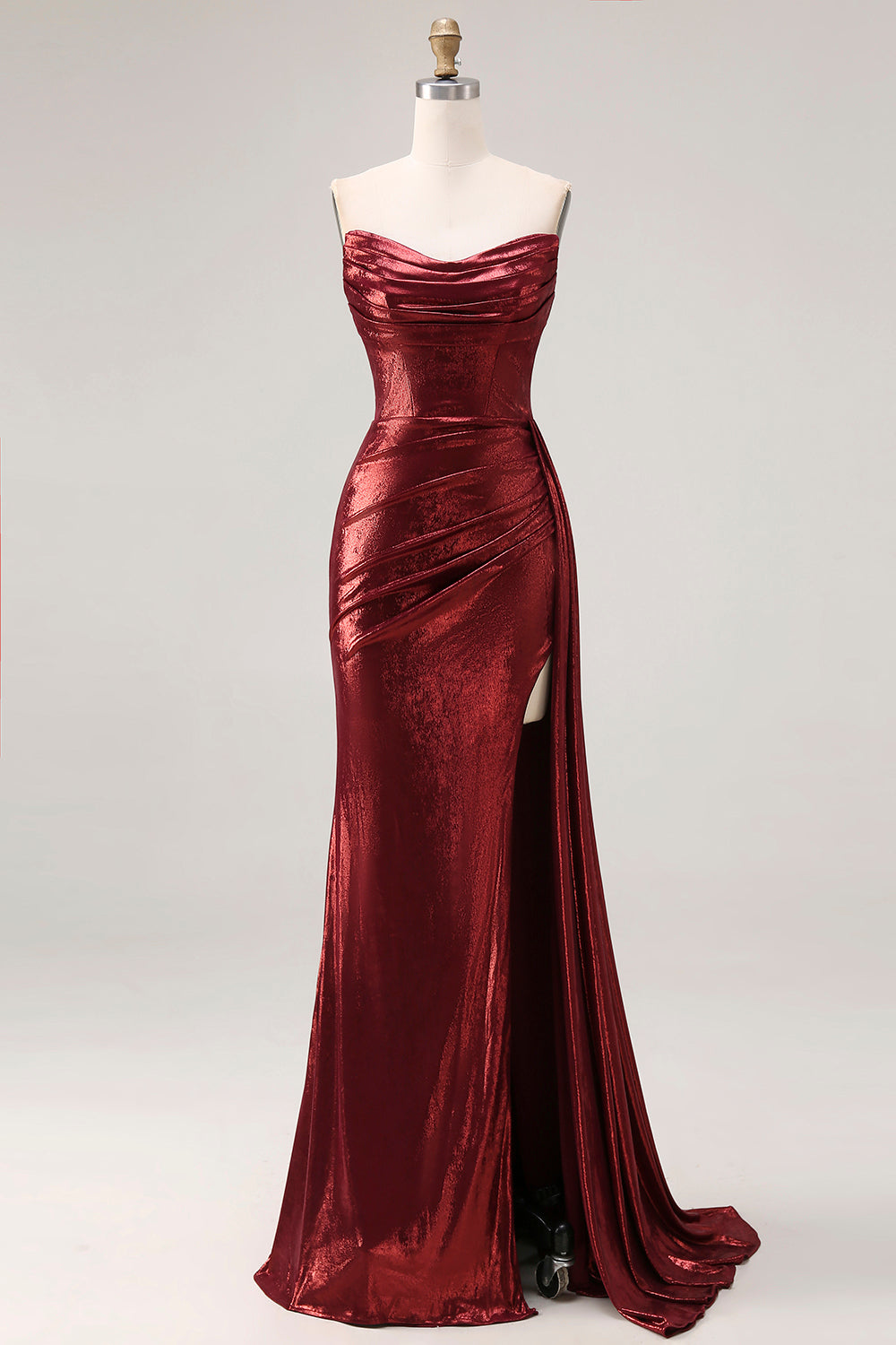 sparkly burgundy dress Sequin Mermaid Strapless Elegant Formal Long Prom Dre bridalsew crafted from shimmering sequin fabric Zapakasa Women Sparkly Burgundy Metallic