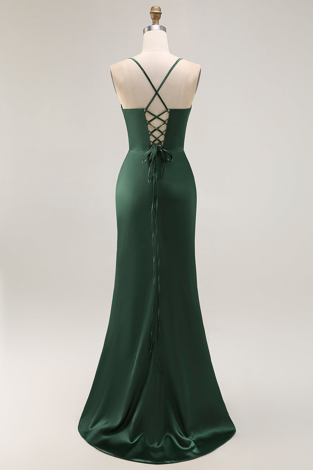 Dark Green Corset Mermaid Satin Long Wedding Guest Dress with Slit Dark Green Corset Mermaid Satin Long Wedding Guest Dress with Slit